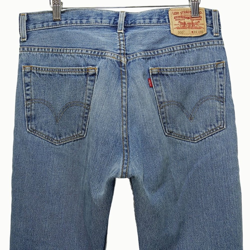 LEVI'S 505 CLASSIC FIT STRAIGHT LEG BLUE JEANS 34X30 (ACT 33X29)